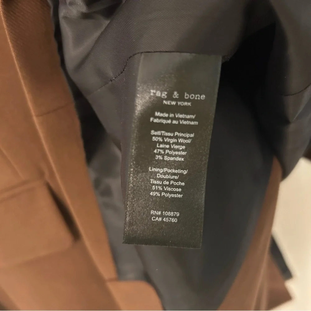 rag & bone Roxanne Wool Blend Blazer in Dark Brown Size 4 - Picture 10 of 11